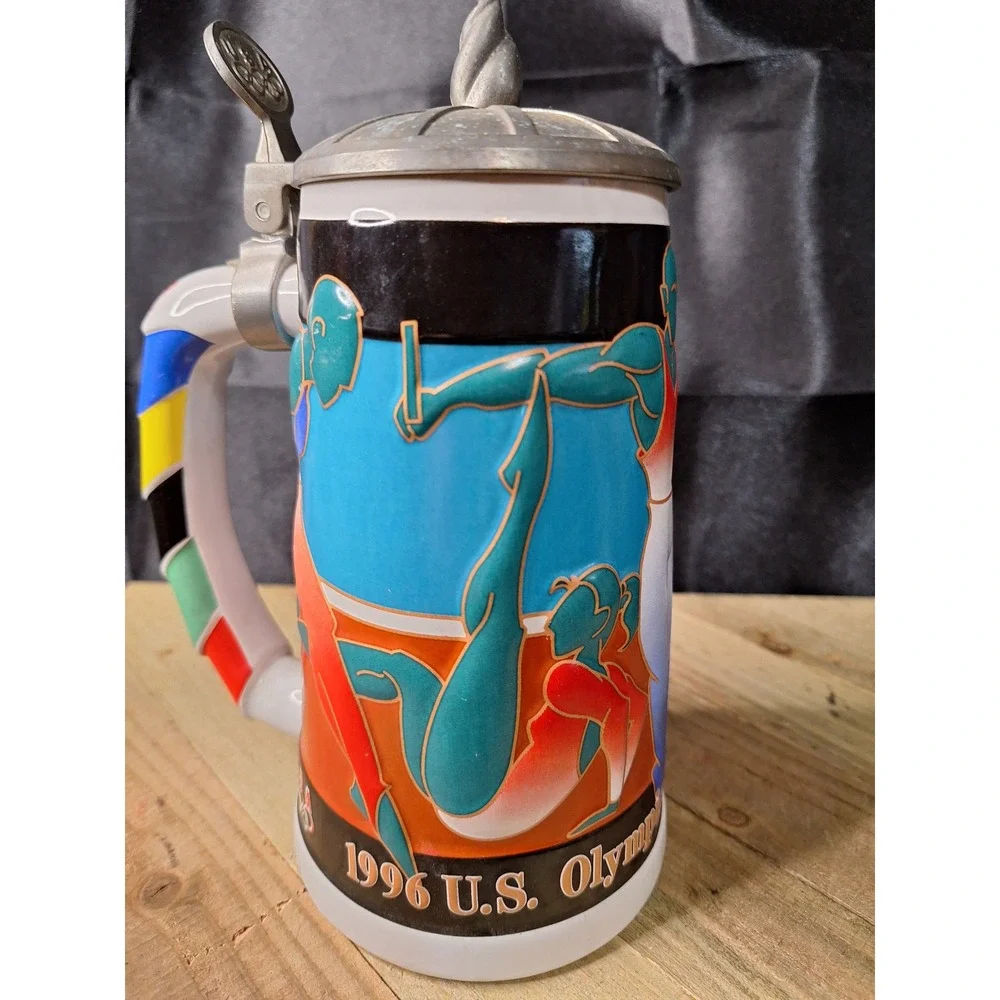 Budweiser 1996 Atlanta Olympic Team Gymnastics Beer Stein Ceramarte USA 03826